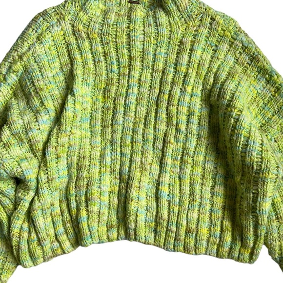 Free People Green Confetti Oversized Chunky Sweater Size XL - Picture 5 of 10